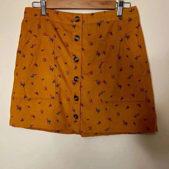 American Eagle Corduroy Button Front Mini Skirt Size L - Picture 1 of 7